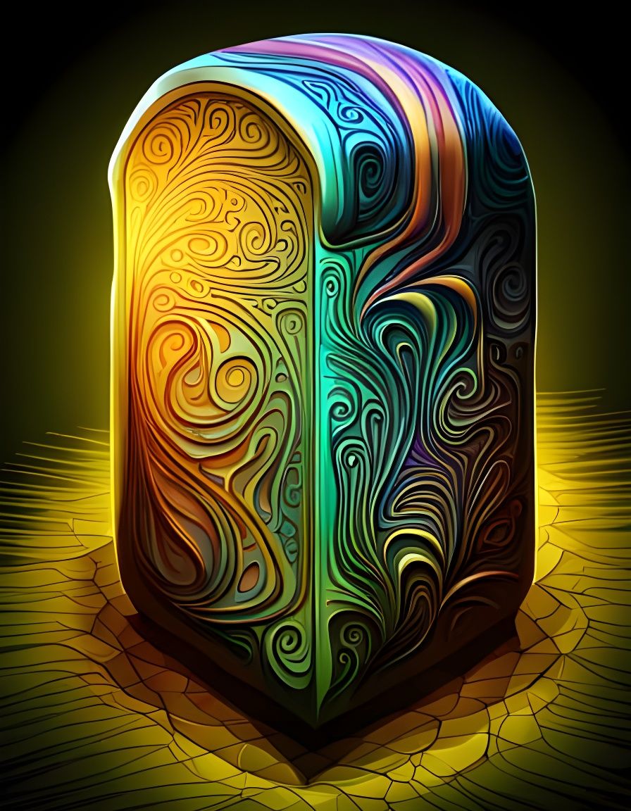 Iridescent Runestone with Bright Patterns