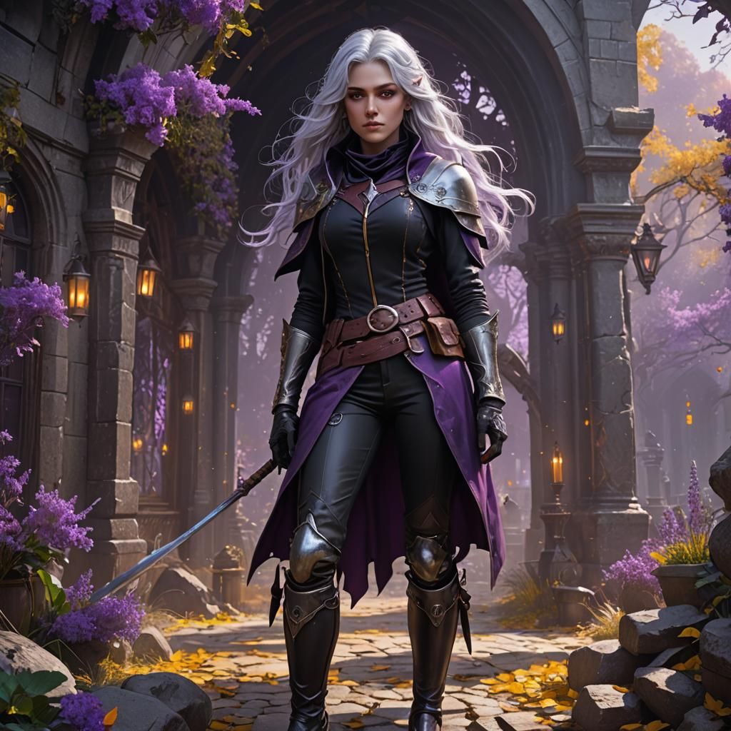 Young Witch with Violet Eyes, Digital Art