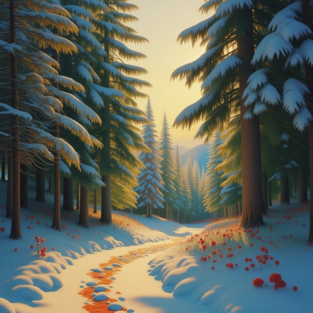 Winter Forest in Cinematic Film Aesthetic