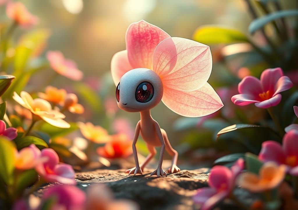 Orchid Petal Creature in Lush Garden