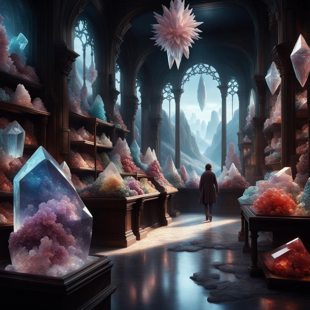 Intricate Crystal Shop Storage Room, Digital Matte Painting