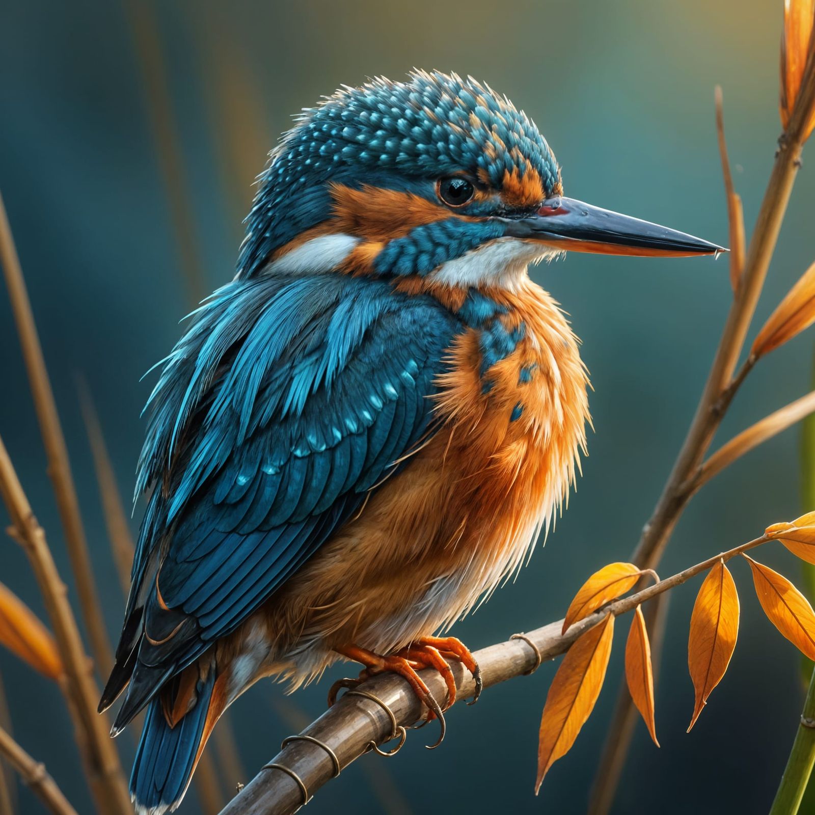 Vibrant Kingfisher Portrait in Autumn Splendor