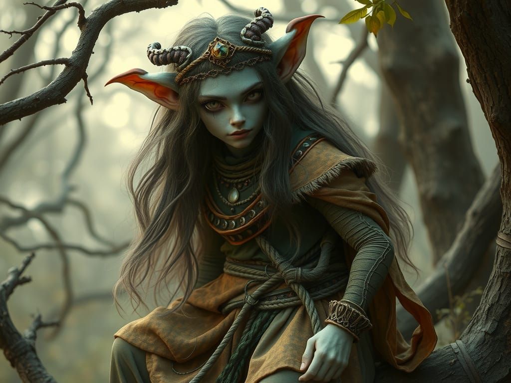 Mythical Changeling in Ethereal Forest, Fantasy Art