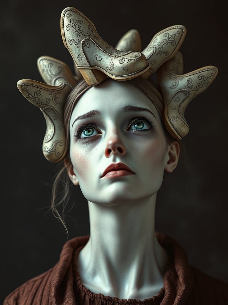 Surrealist Portrait of a Figure with Ornate Drawers