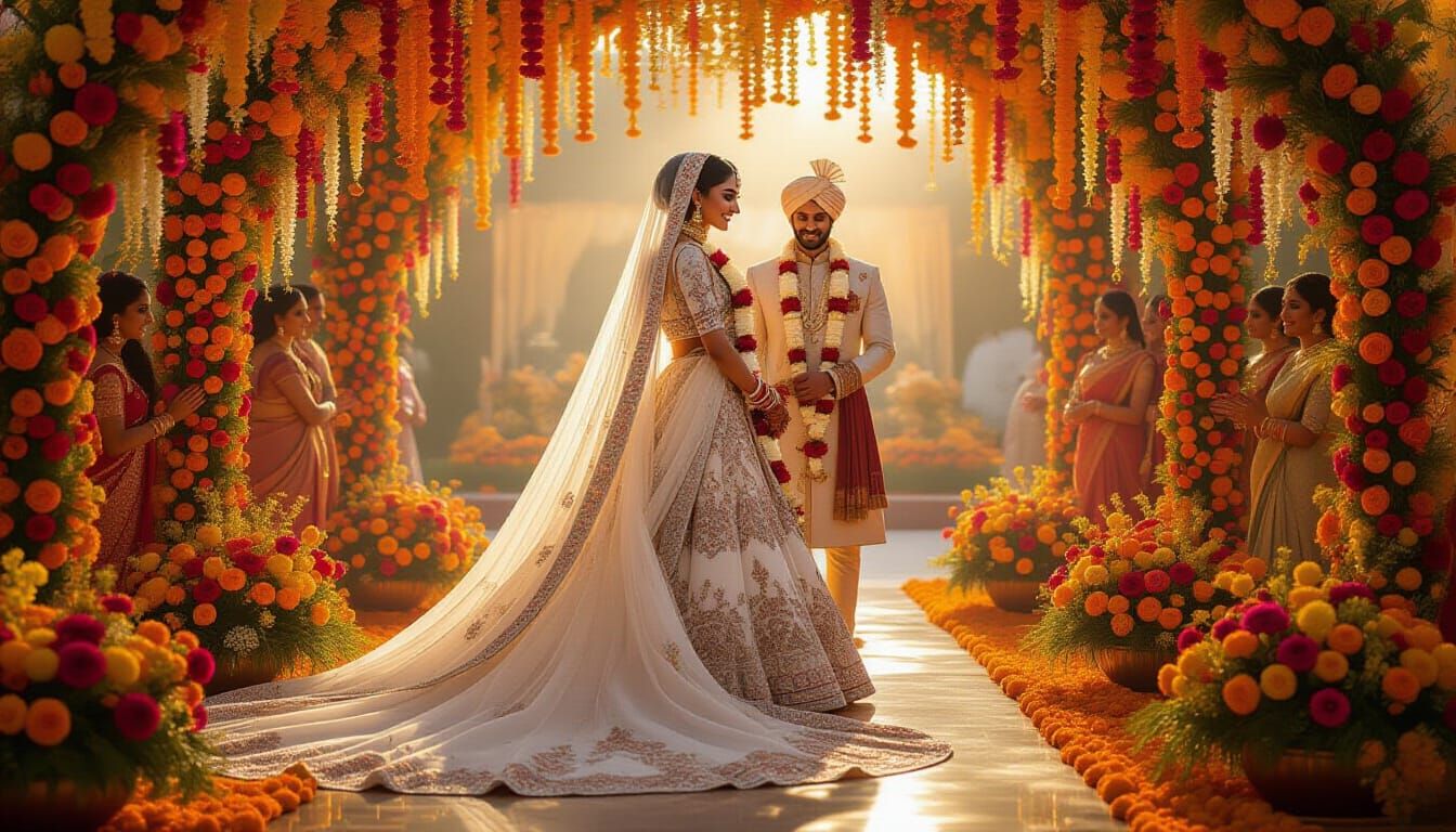 Indian Wedding Bride in Floral Splendor