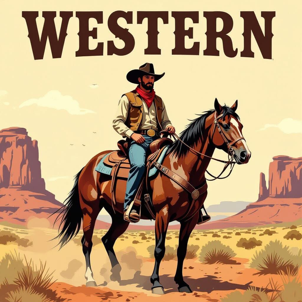Western Scene Poster Art for Large Canvas