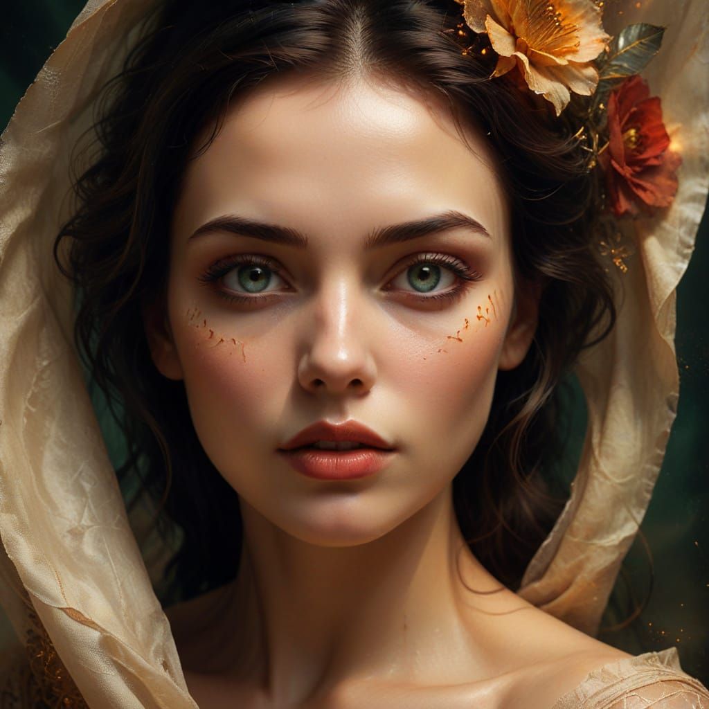 Mysterious Woman Unveiled in Hyper-Realistic Digital Art