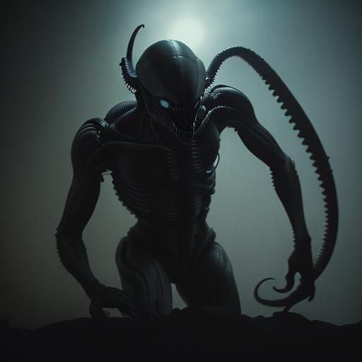 Dramatic Xenomorph Film Still in Cinematic Lighting