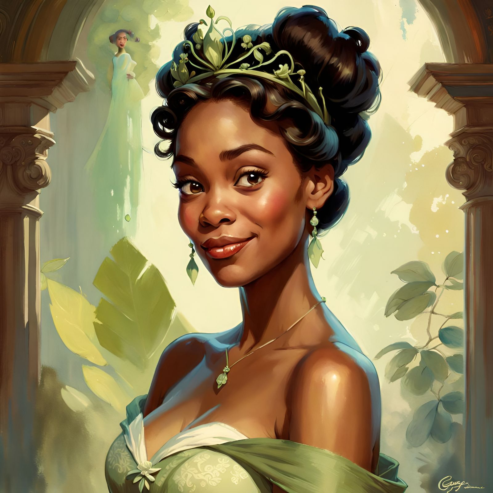 Gorgeous Princess Tiana Portrait, Digital Illustration