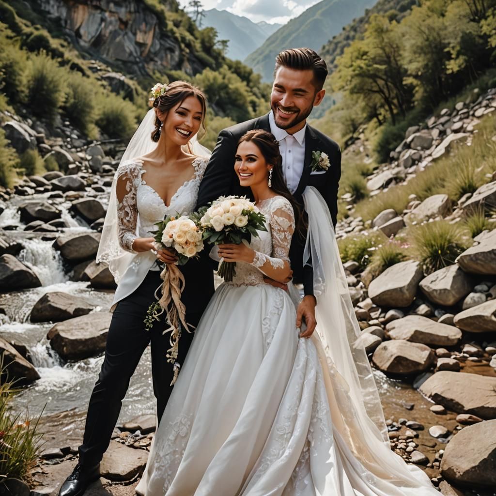 Stunning Wedding Portrait with Unexpected Guest
