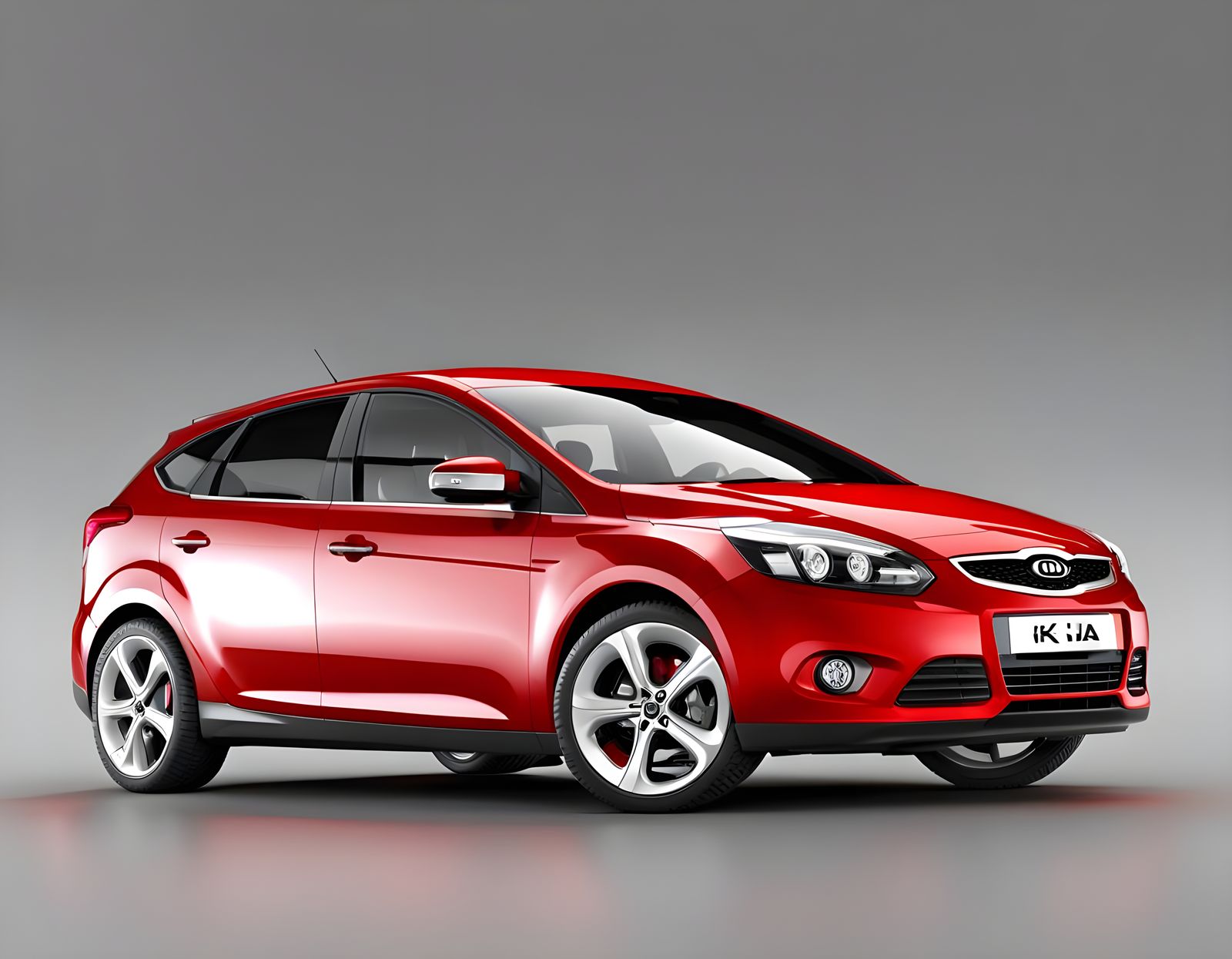 Red 2011 Kia Focus 3D Rendered