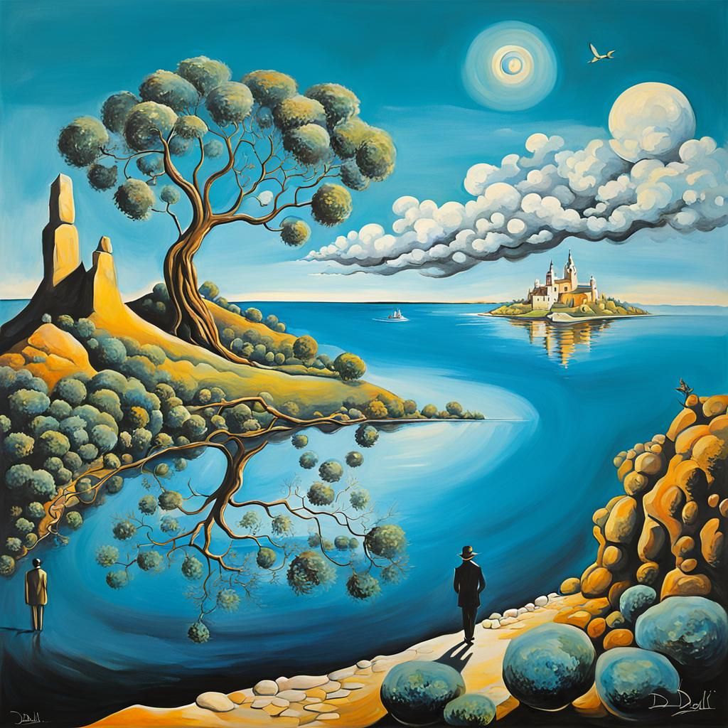 Surreal Distant Landscape in Surrealist Style