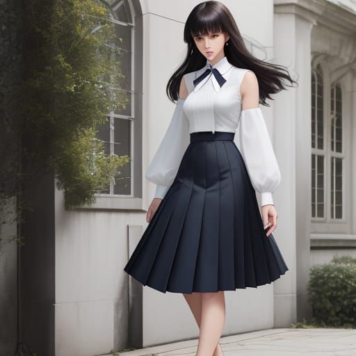 Japanese Schoolgirl Uniform with Unique Blouse Design