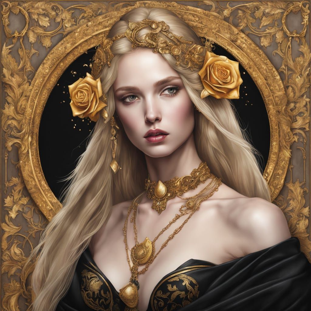 Venus in Gothic Realism Style with Gold Accents