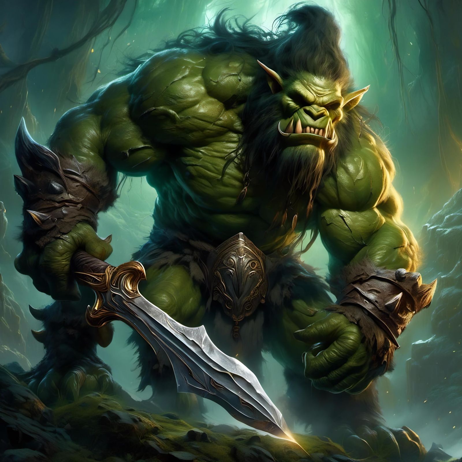 Armored War Troll on Battlefield in Fantasy Art