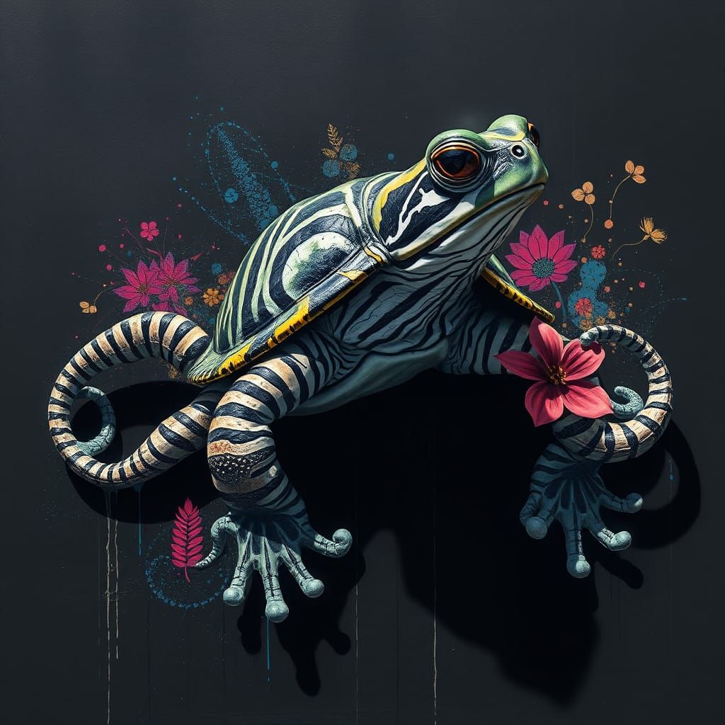 Surreal Zebra Hybrid Creature in Graffiti Art Style