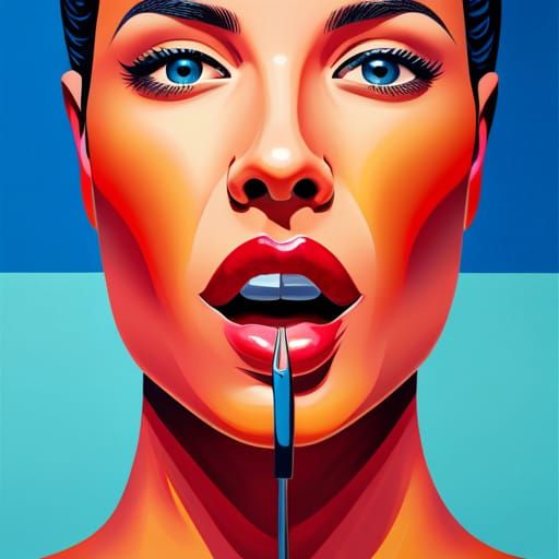 Pop Art Mouth with Tongue in Bold Colors