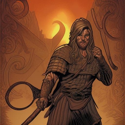 Viking Warrior in Comic Book Style