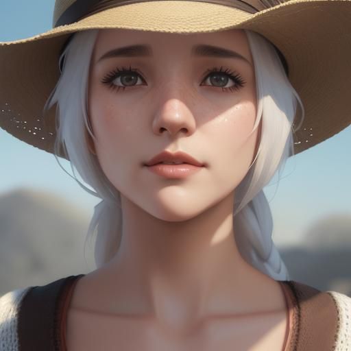 Jack Russell Terrier wearing Panama hat is knitted from white yarn.