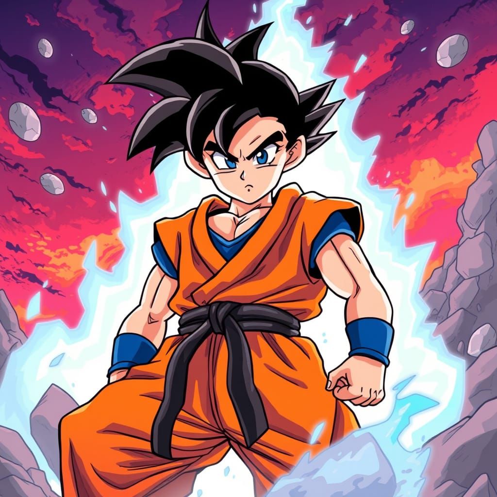 Energetic Dragon Ball Z Warrior in Dynamic Scene