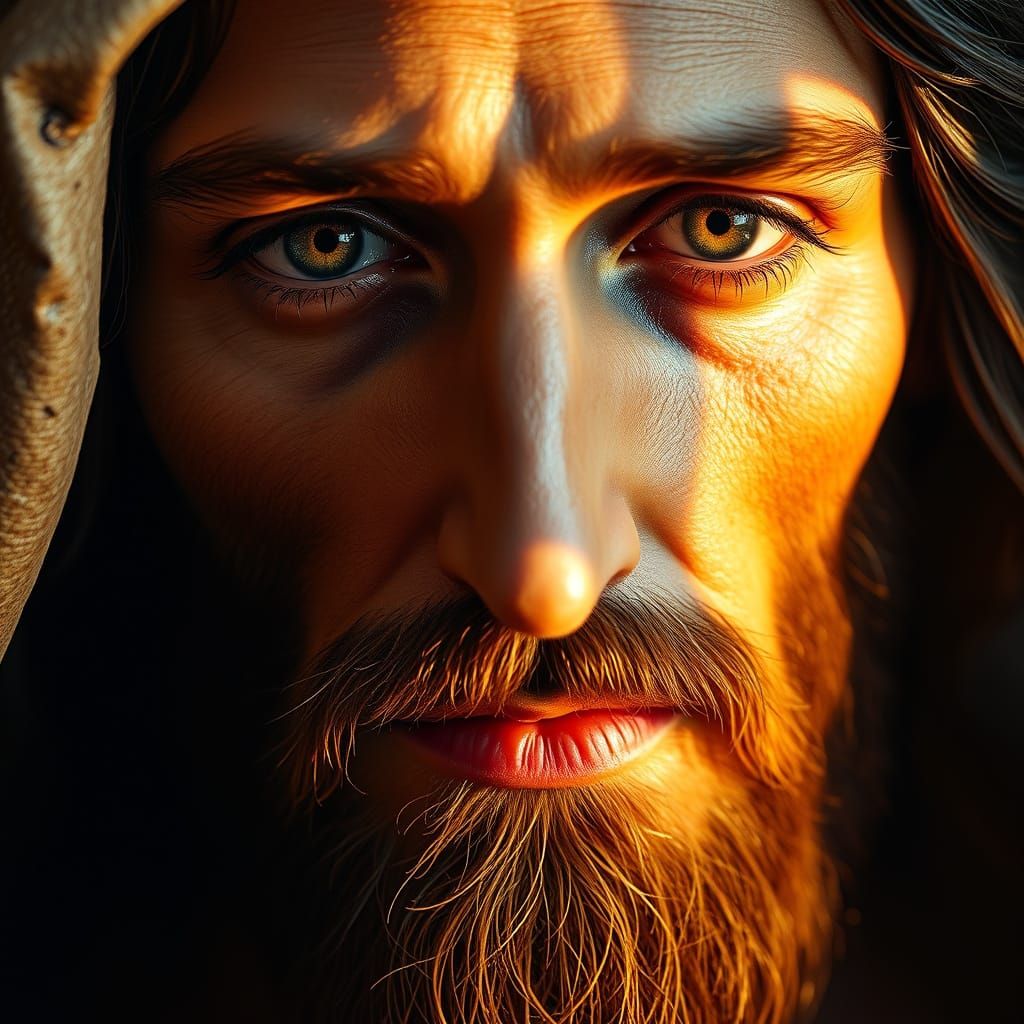 Intensely Realistic Jesus Christ Portrait in Hyperdetailed S...