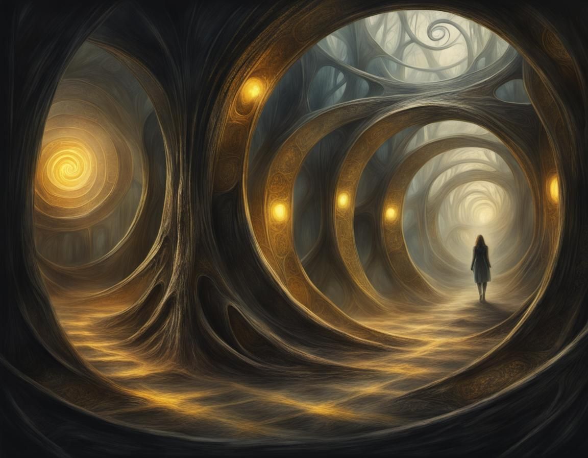 Ominous Fantasy Landscape in Chalk Art Style