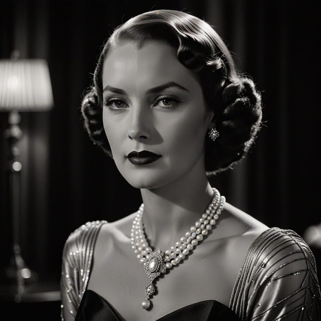 Elegant Woman in Satin Gown: Art Deco Glamour