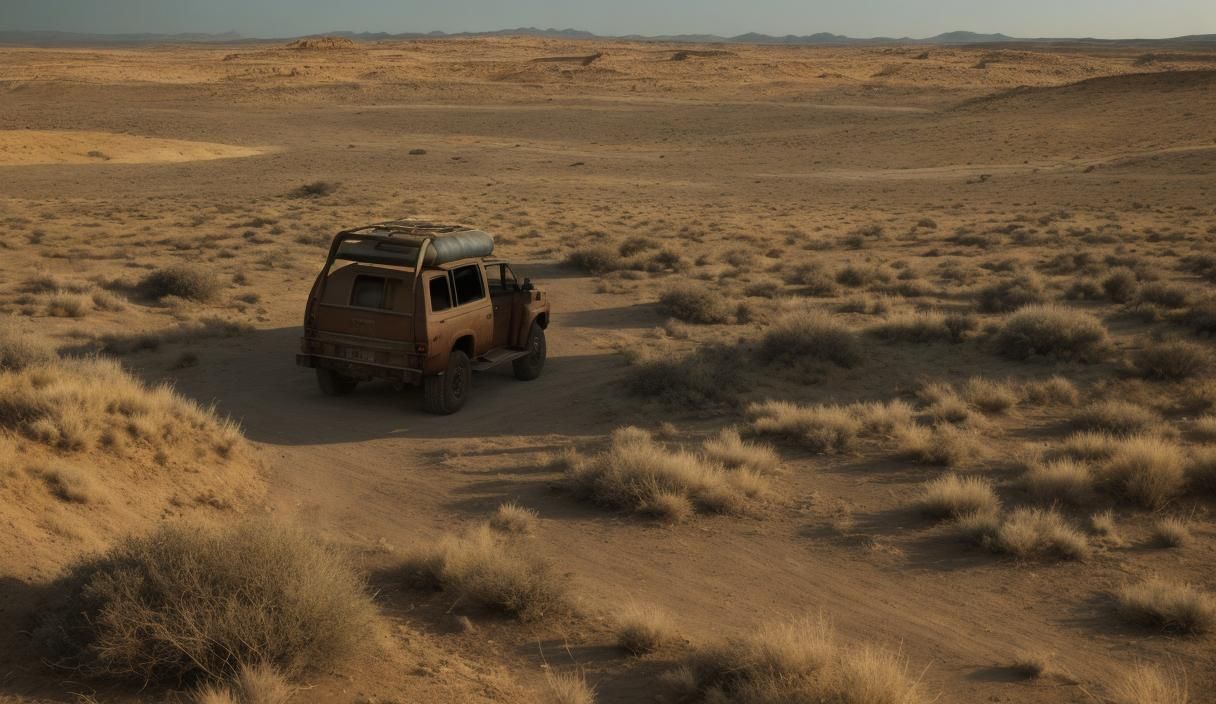 Horses on Desert Road at Sunset
