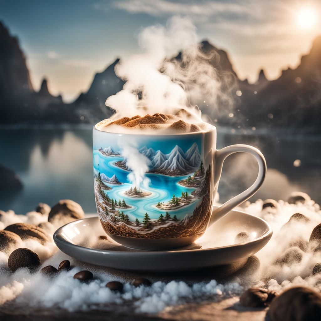 Fantasy Island Latte Art in Macro Shot