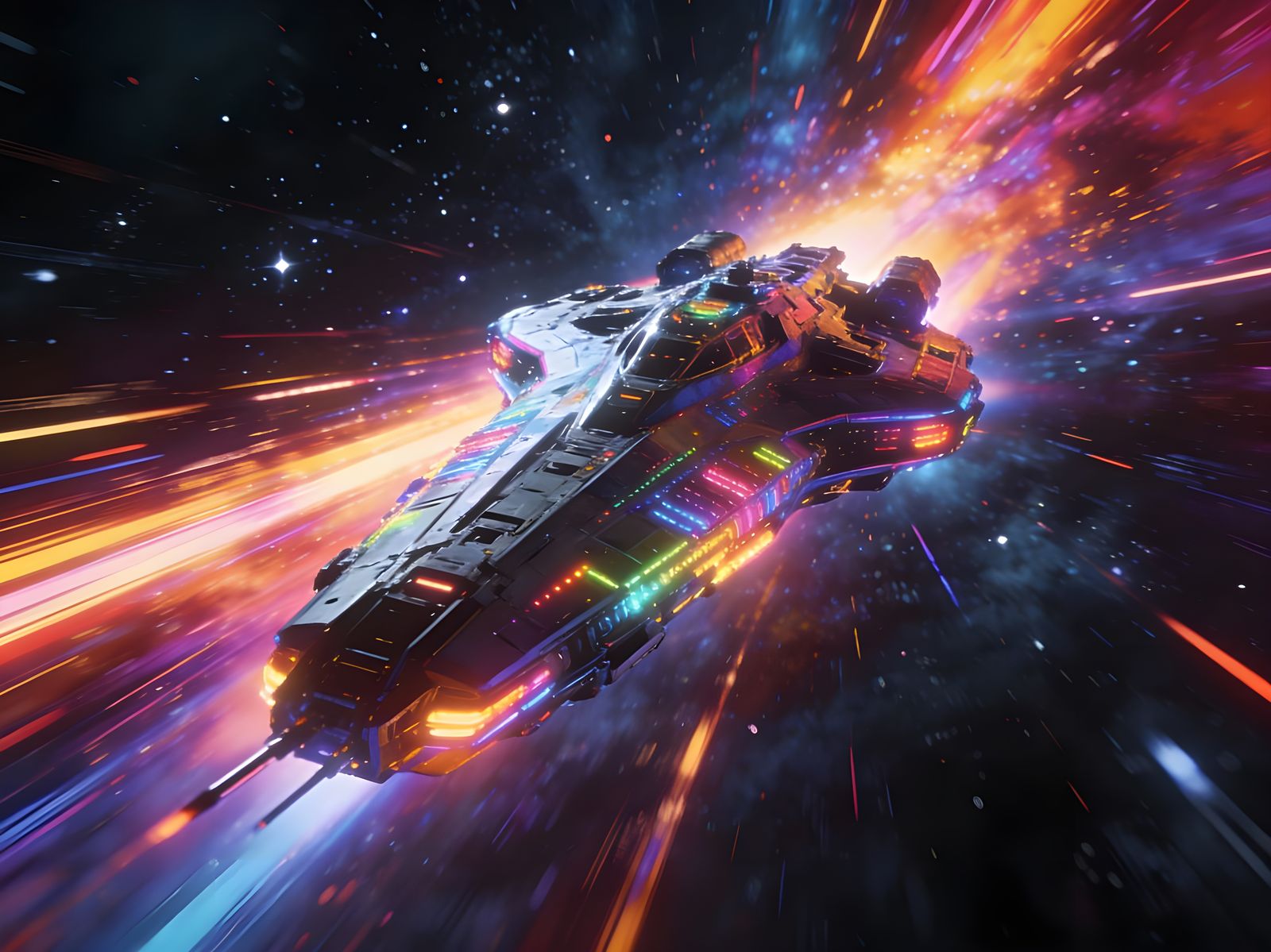 Magnificent Starship Speeds Through Cosmic Expanse