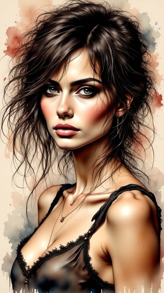 Worn Bas-Relief Portrait of a Woman with Dark Hair