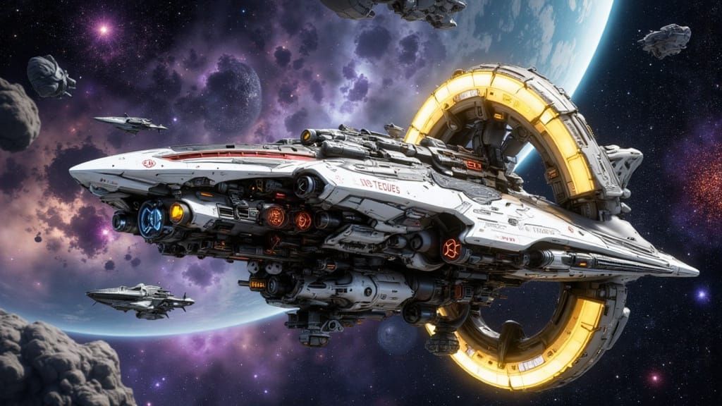 Colossal Starship 'LOS TEQUES' Dreadnought with Halo Wing