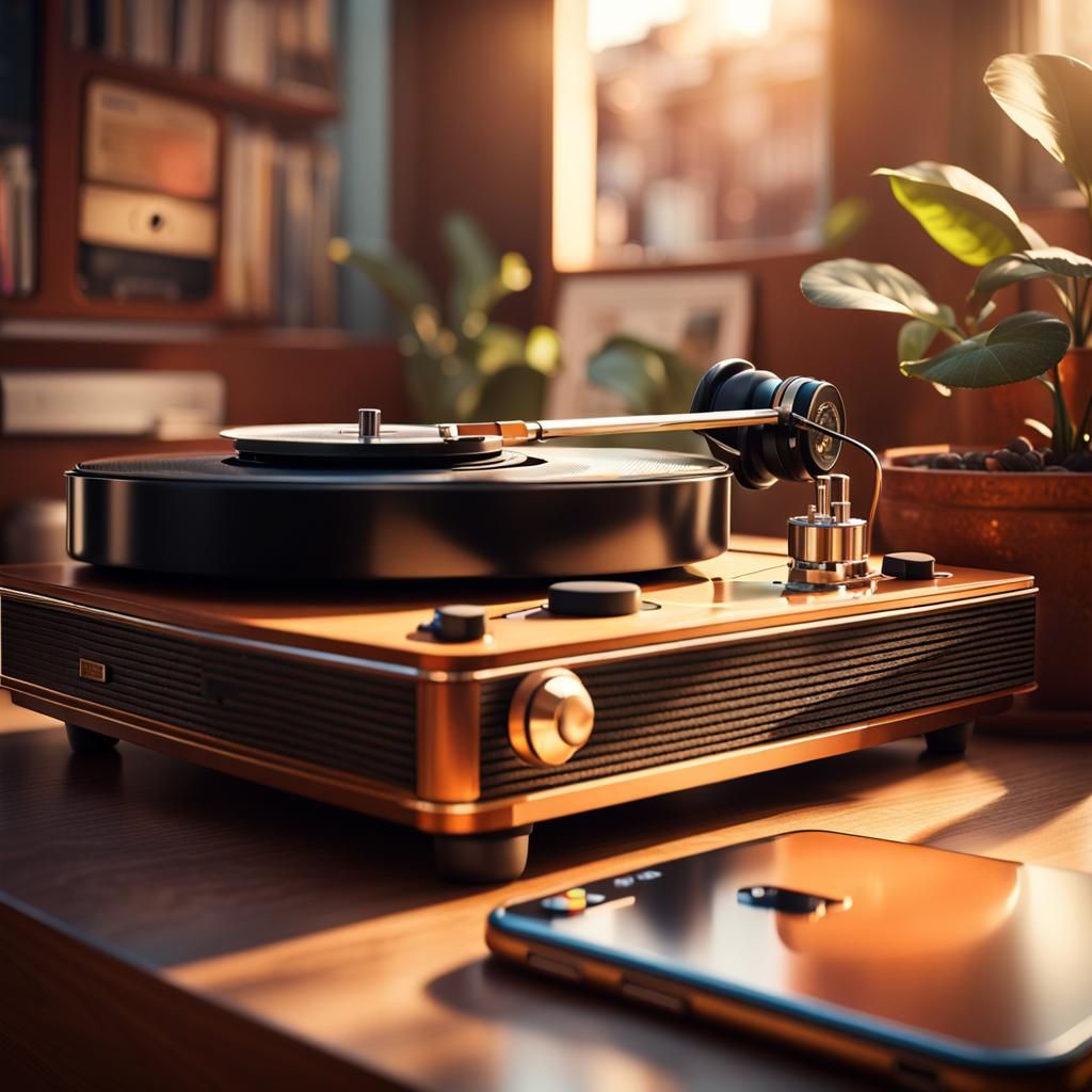 Old Record Player Meets New iPhone: Hyperrealistic