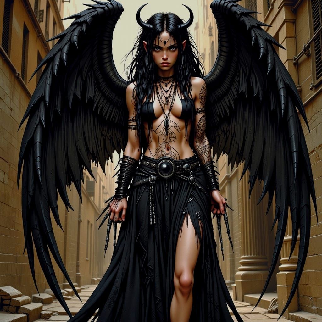 Dark Fantasy Evil Angel in Dramatic Style