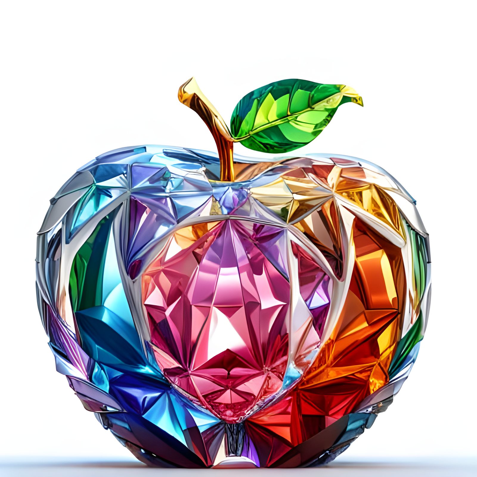 Colorful Crystal Apple Figurine: Art Nouveau Render