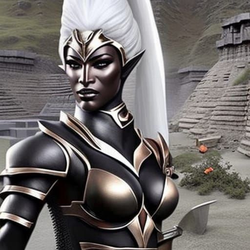 Dark Elf Knight in Armor: Hyperrealistic Concept Art