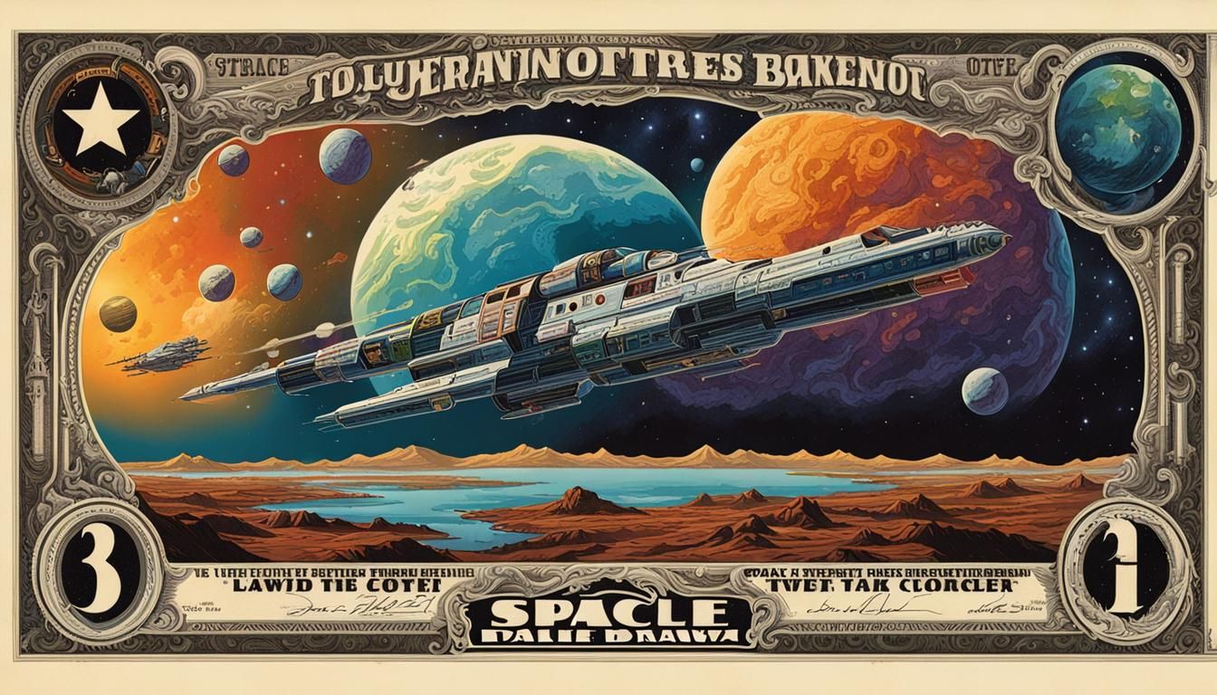 Space Western Banknote Art: Colorful Design