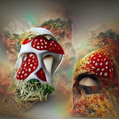 Amanita Muscaria Mushroom Mask in Surreal 3D