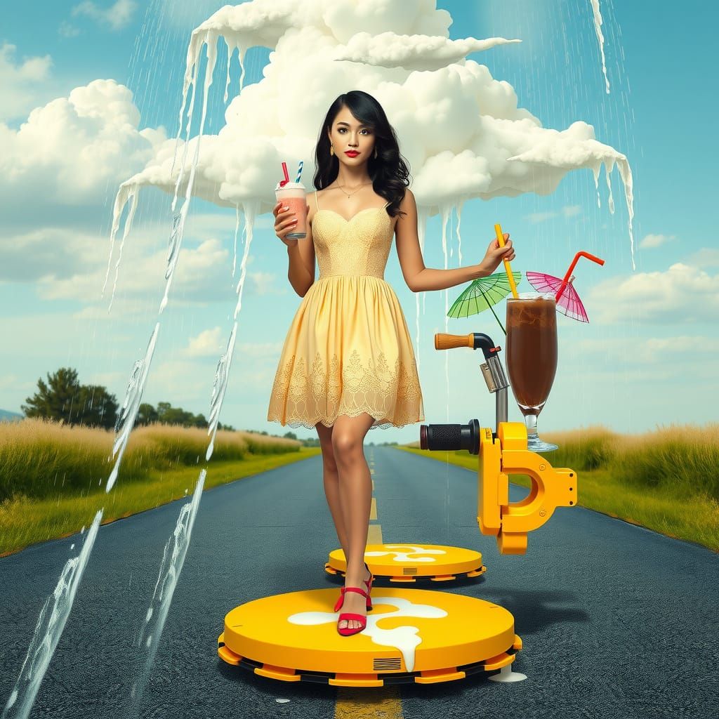 Surrealist Goddess of Sweet Delights in Vibrant, Creamy Land...