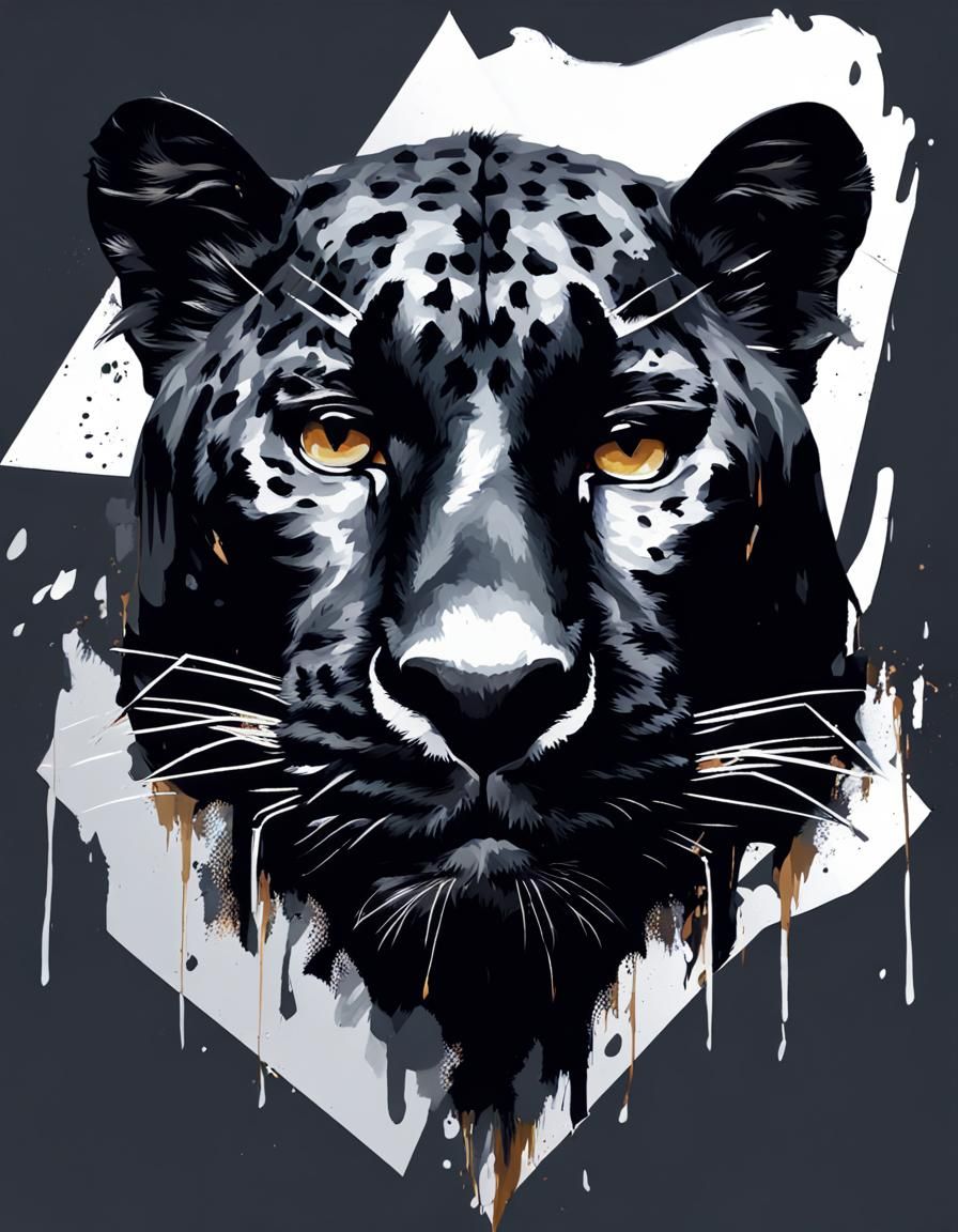 Jaguar Head in Abstract Triangular Painting