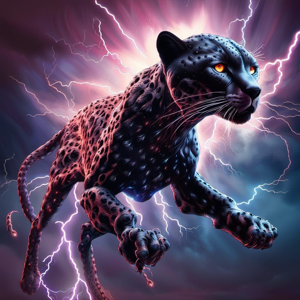 Cyberpunk Robotic Cheetah with Laser Eye and Panther