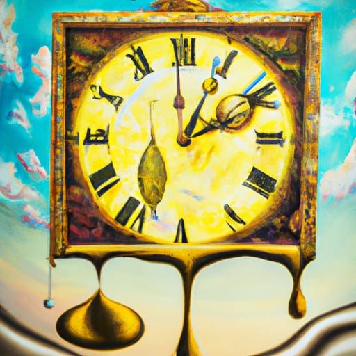 Surreal Melting Time as Oil Painting