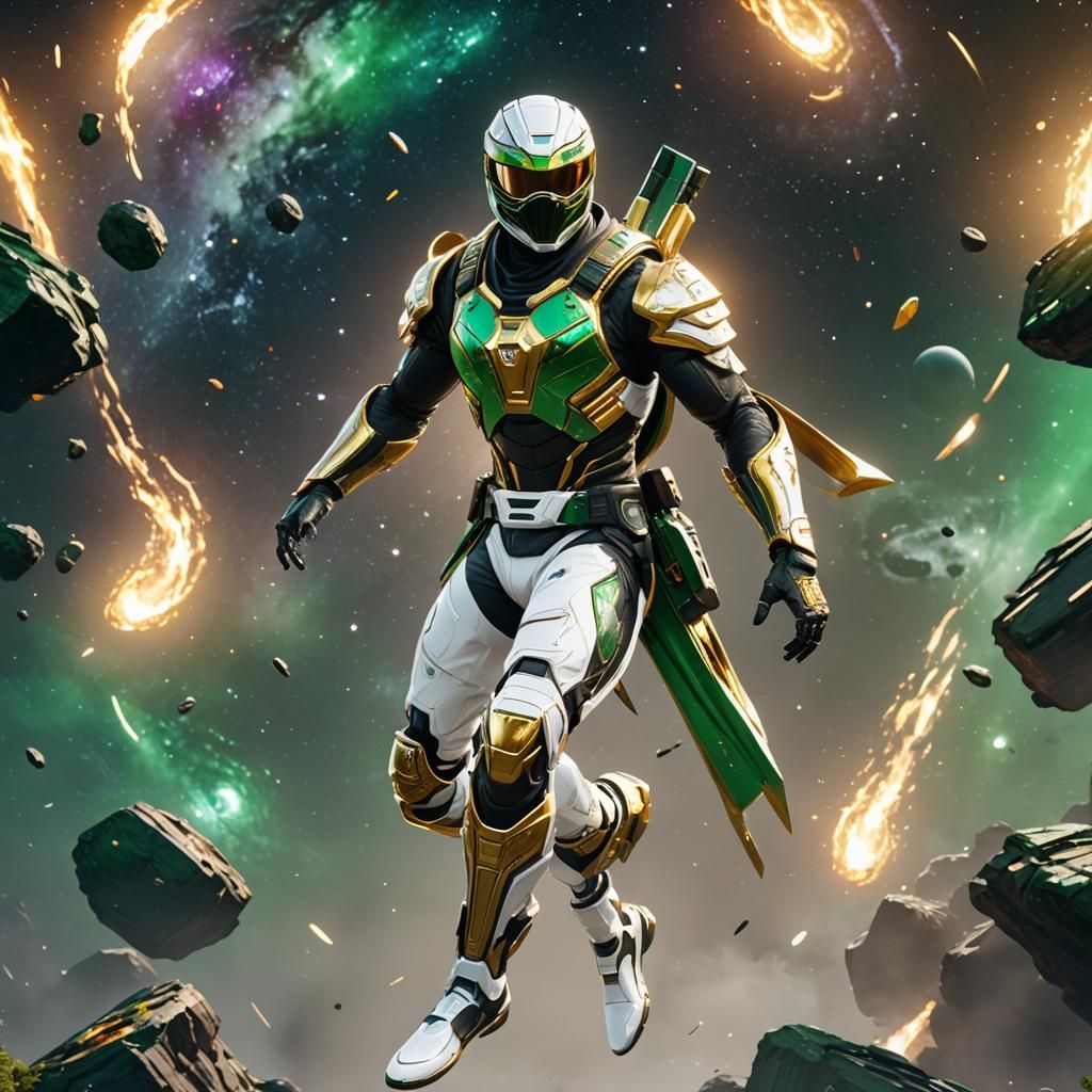 Ninja Space Ranger in White and Gold Suit