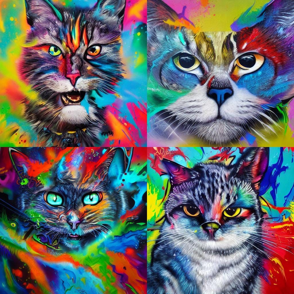 Colorful Graffiti Art of Warrior Cats