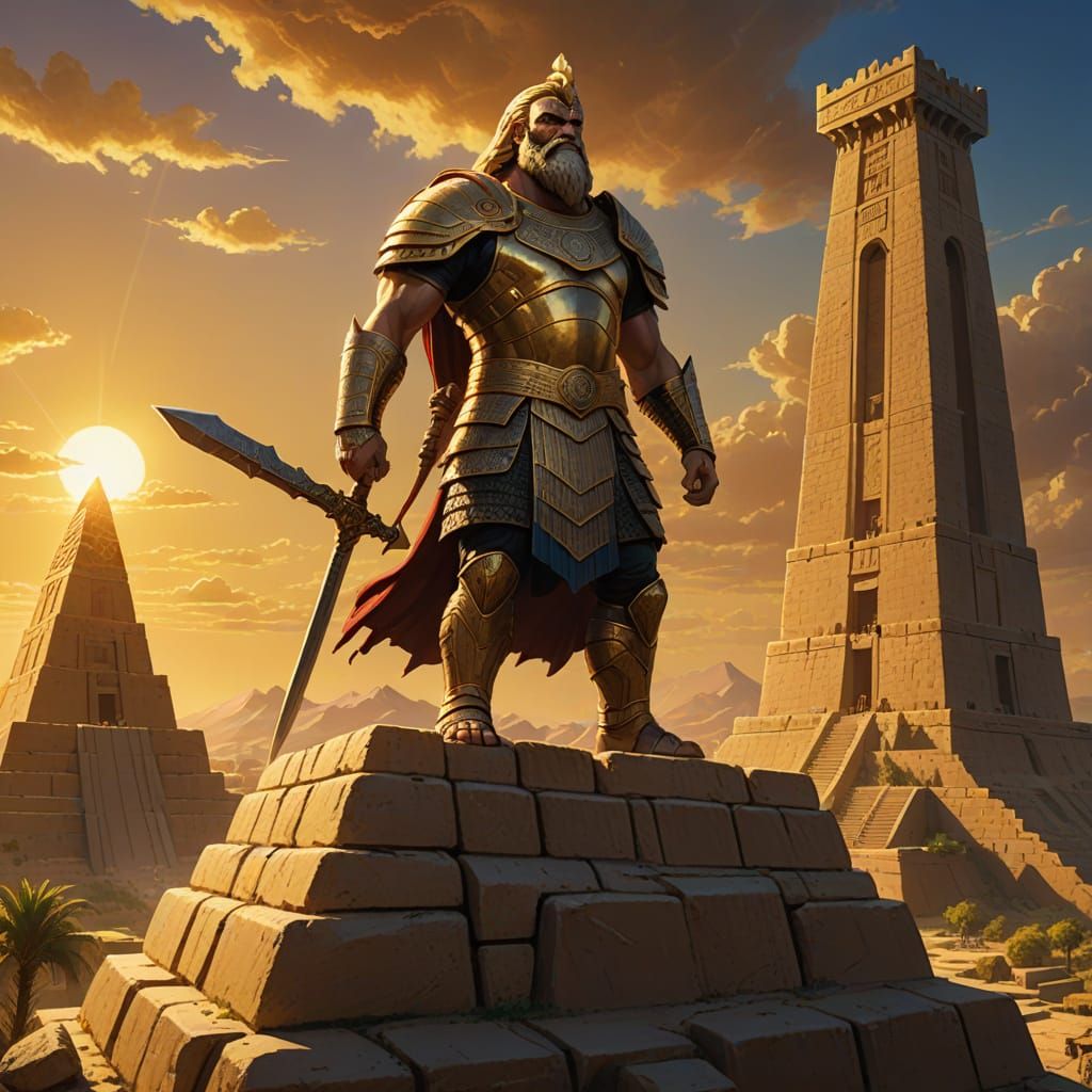 Gilgamesh Surveys Domain: Epic Mesopotamian Concept Art