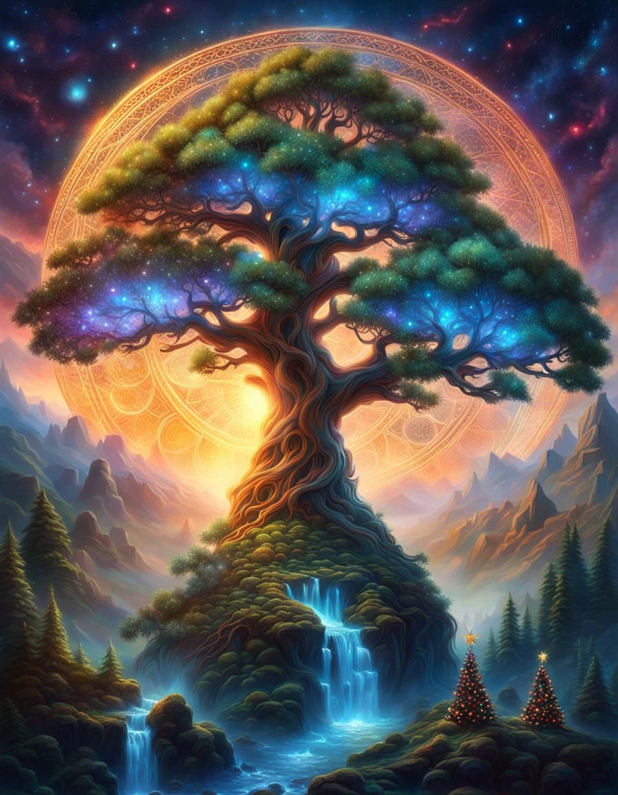 Yggdrasil Christmas Tree Digital Illustration
