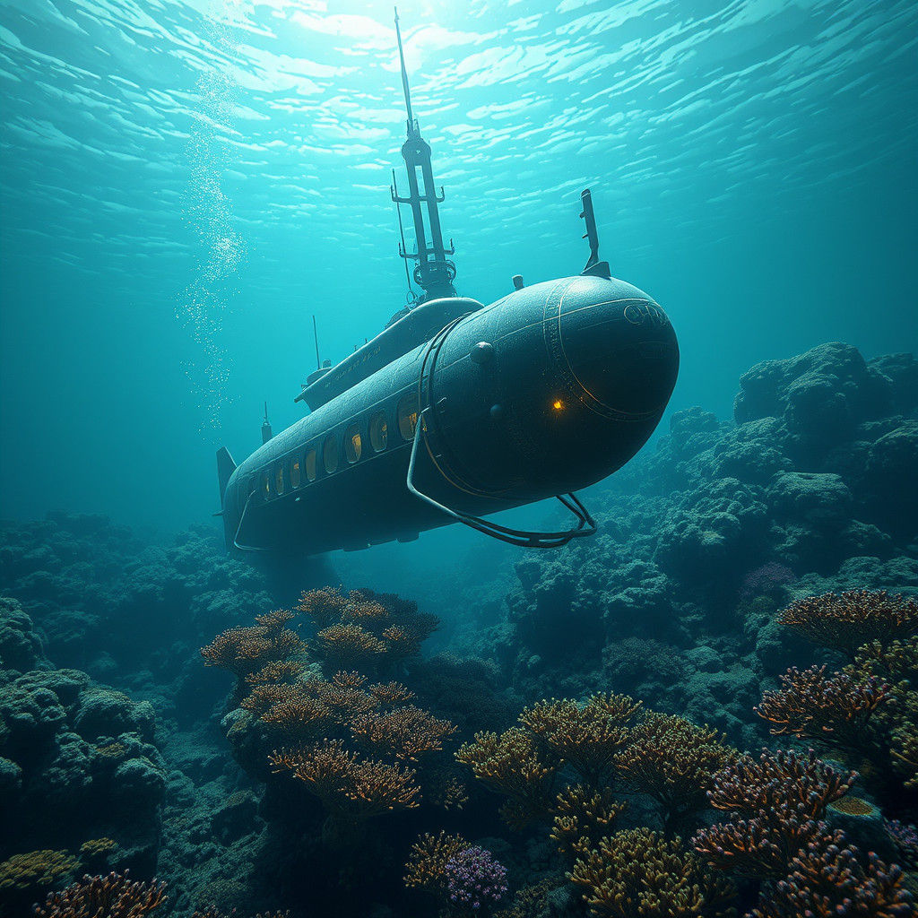 Cinematic Submarine Adventure Through Coral Reef