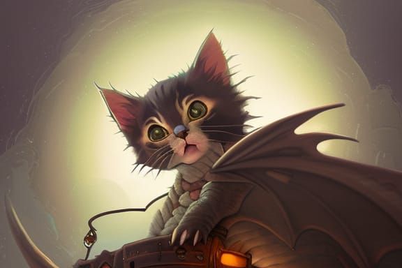 Kitten in Dragon Costume: Ghibli-Inspired Fantasy