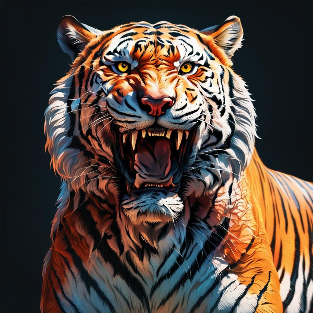 Fantasy Tiger in Hyperrealistic Splash Art Style