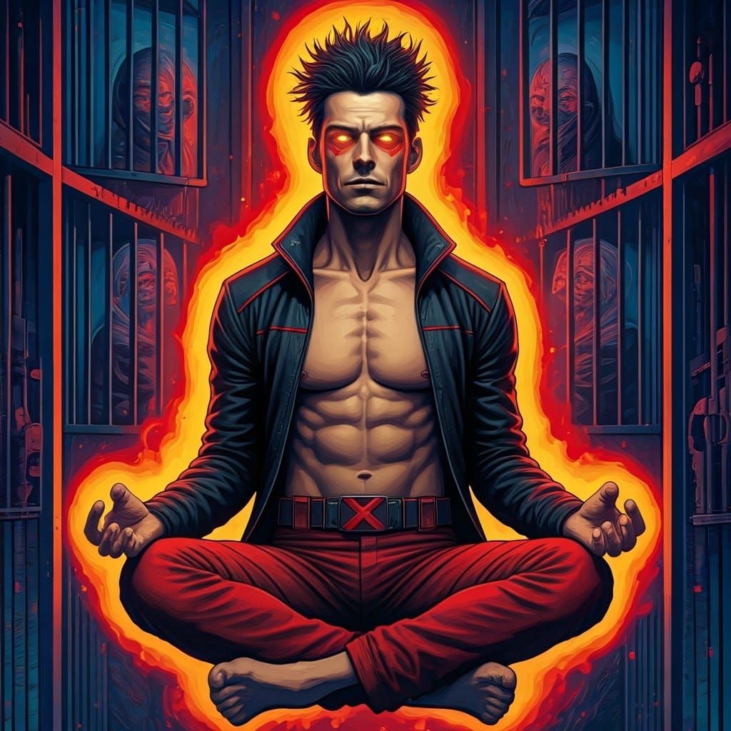 Surreal X-Men Hero Legion in Vibrant Mental Landscape